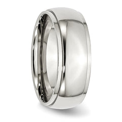 Stainless Steel Polished 8mm Ridged Edge Band