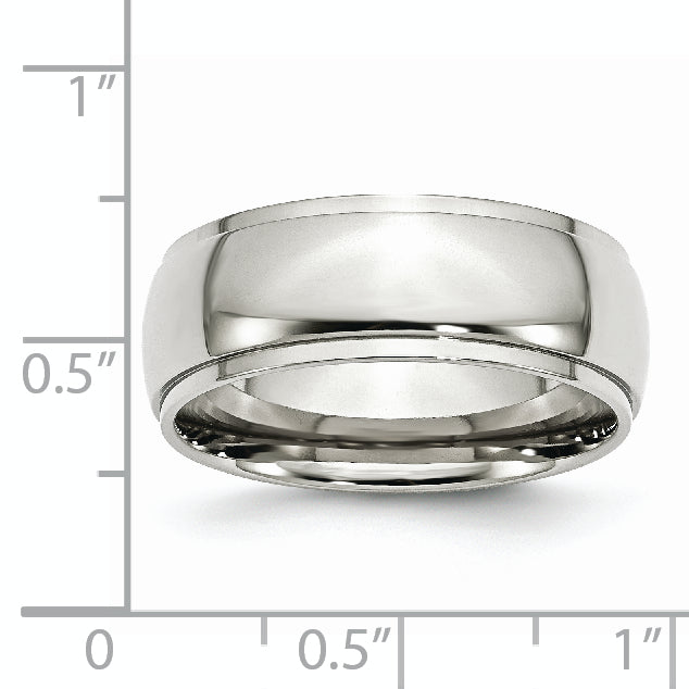 Stainless Steel Polished 8mm Ridged Edge Band