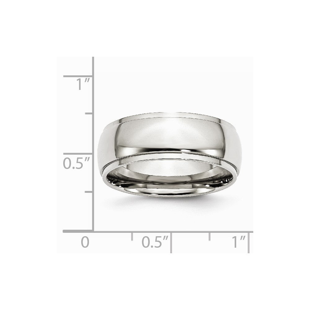 Stainless Steel Ridged Edge 8mm Polished Band