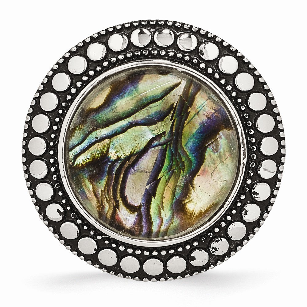 Sophia Jewelers Stainless Steel Abalone Fashion Ring Polished & Antiqued Finish