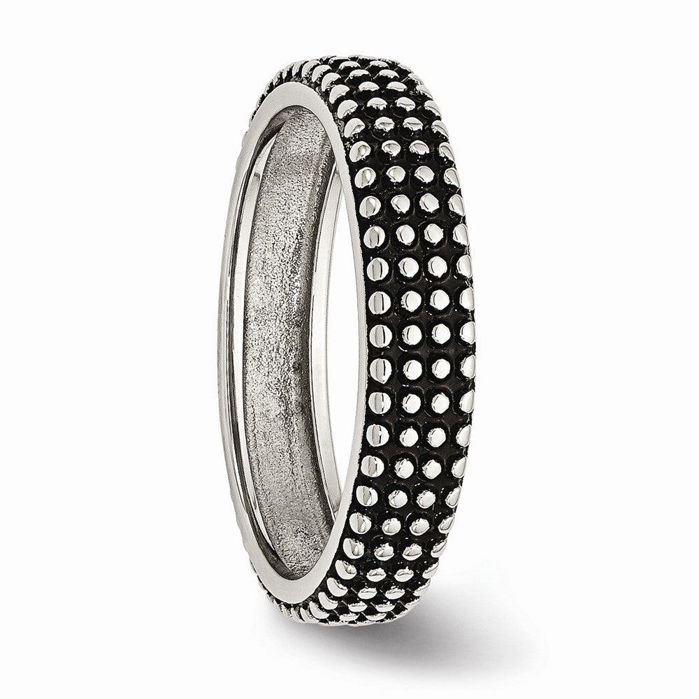 Sophia Jewelers Stainless Steel 5mm Polished & Antiqued Wedding Band