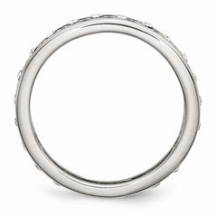 Sophia Jewelers Polished Stainless Steel 4.5mm Crystal Wedding Band