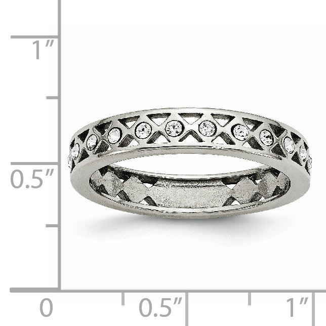 Stainless Steel Polished WithCrystal 4.5mm Band