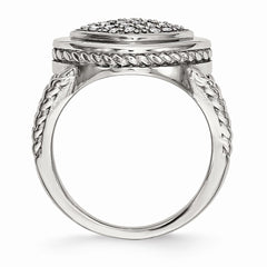 Stainless Steel Polished CZ Square Ring