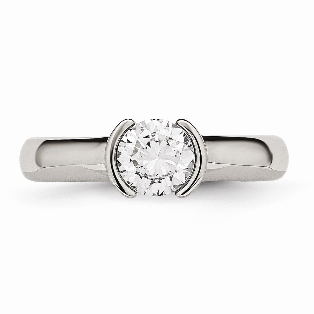 Stainless Steel Polished CZ Ring