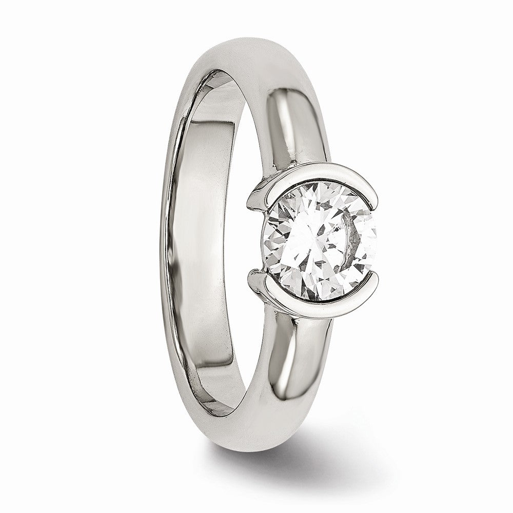 Stainless Steel Polished CZ Ring