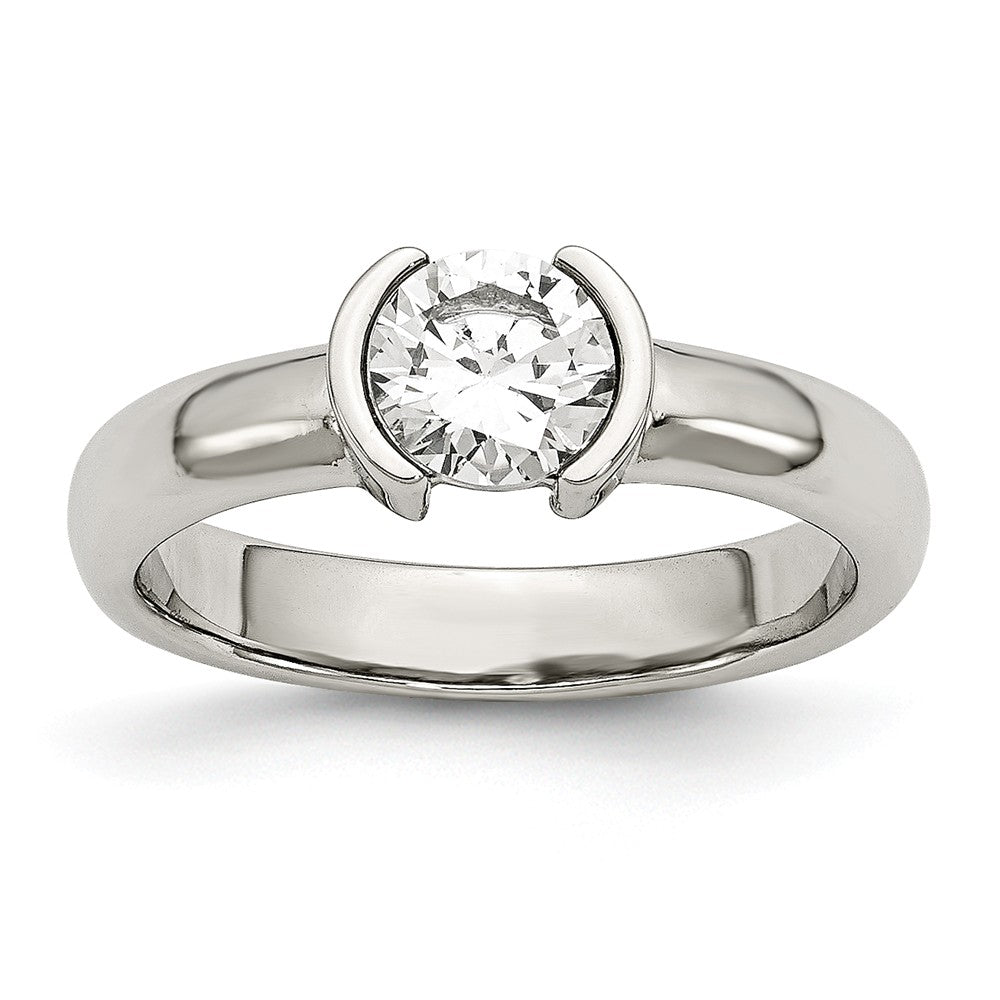 Stainless Steel Polished CZ Ring