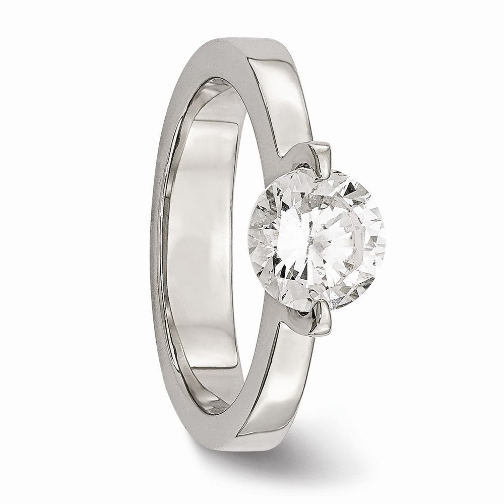 Stainless Steel Polished CZ Ring