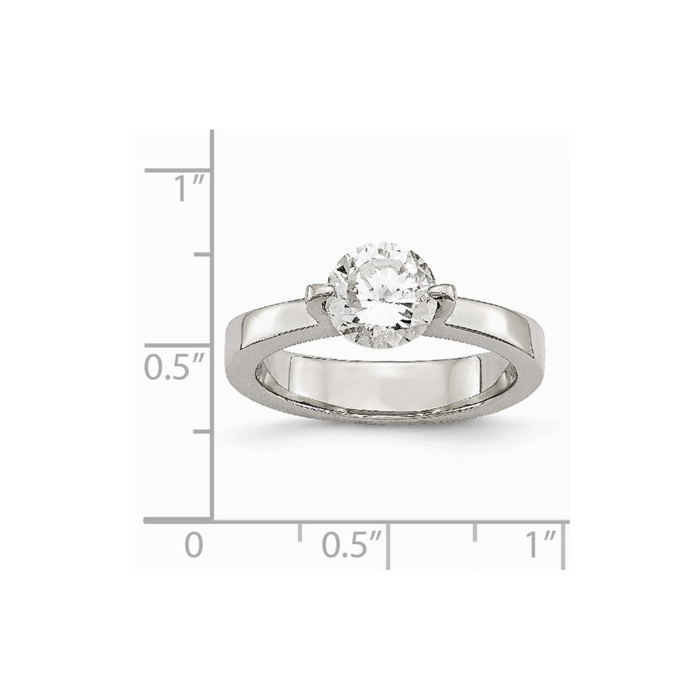 Stainless Steel Polished CZ Ring