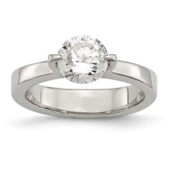 Stainless Steel Polished CZ Ring