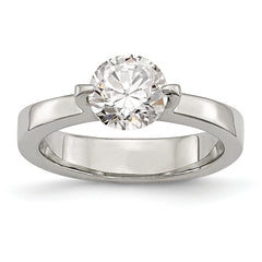 Stainless Steel Polished Round CZ Ring