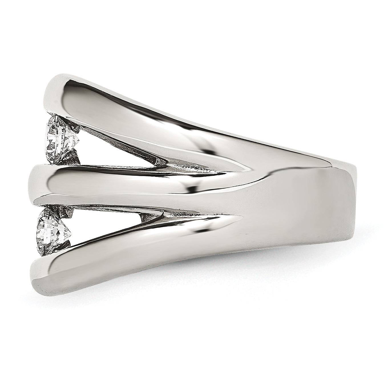 Stainless Steel Polished CZ Ring