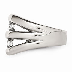 Stainless Steel Polished CZ Ring