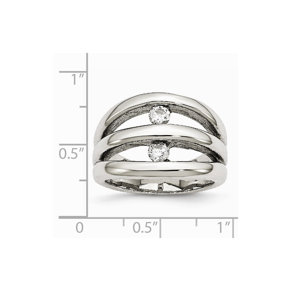 Stainless Steel Polished CZ Ring