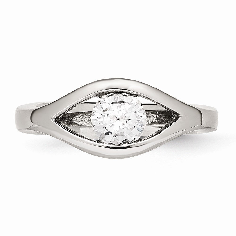 Stainless Steel Polished CZ Ring