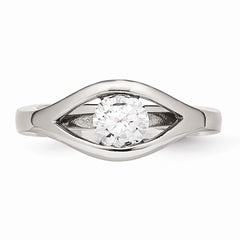 Stainless Steel Polished CZ Ring