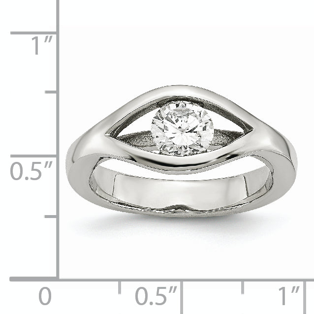 Stainless Steel Polished CZ Ring