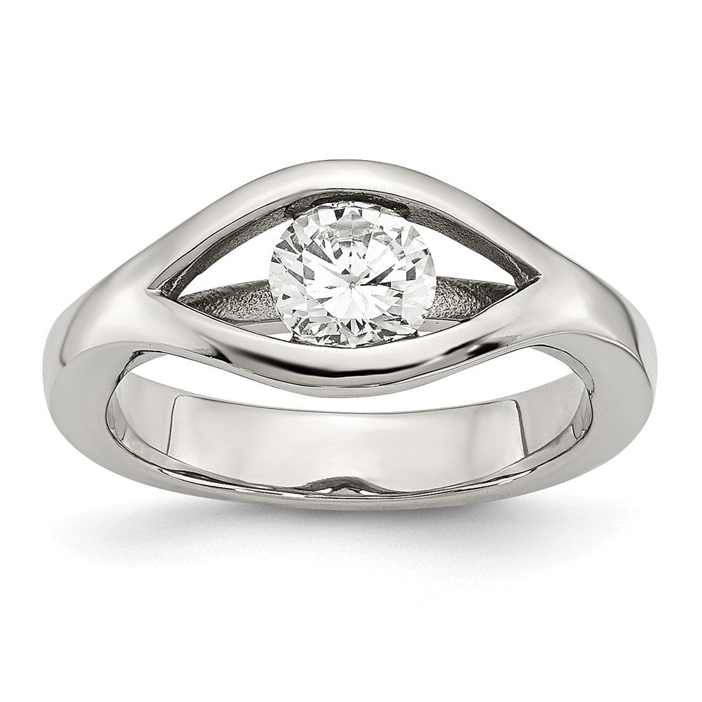 Stainless Steel Polished CZ Ring