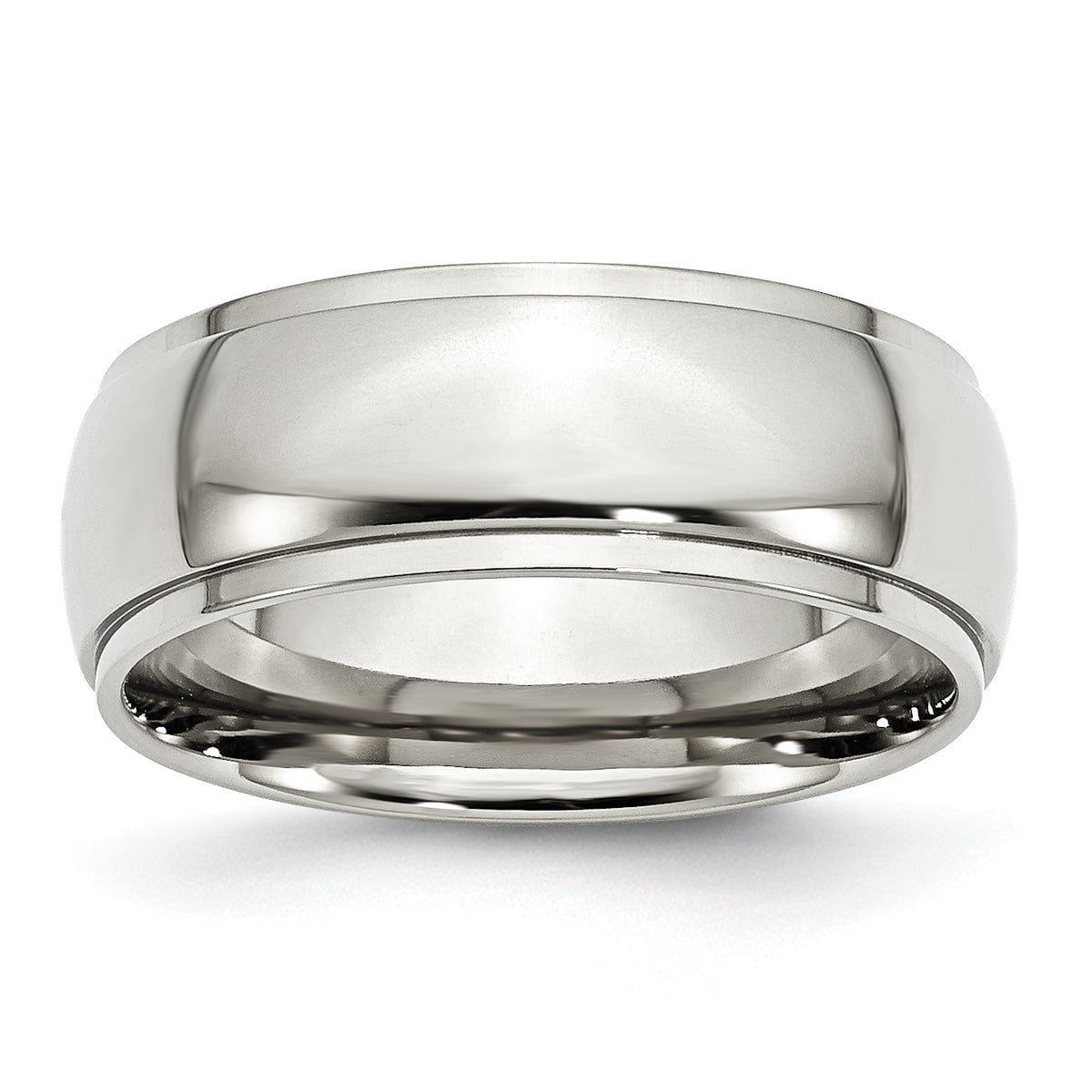 Stainless Steel Polished 8mm Ridged Edge Band