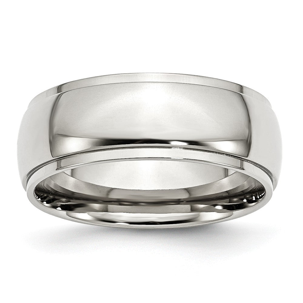 Stainless Steel Ridged Edge 8mm Polished Band