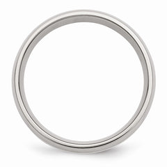 Stainless Steel Sterling Silver Inlay 6mm Polished Band