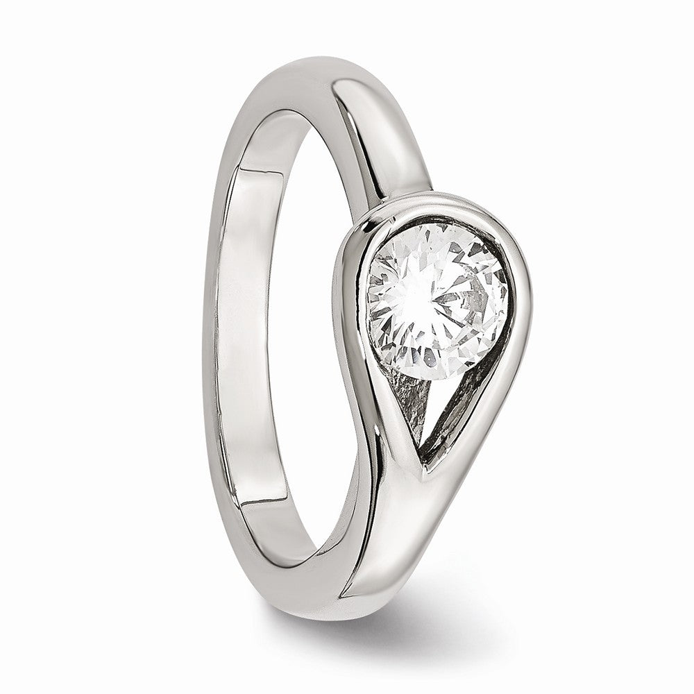 Stainless Steel Polished CZ Ring