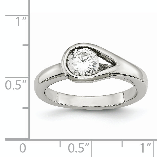 Stainless Steel Polished CZ Ring