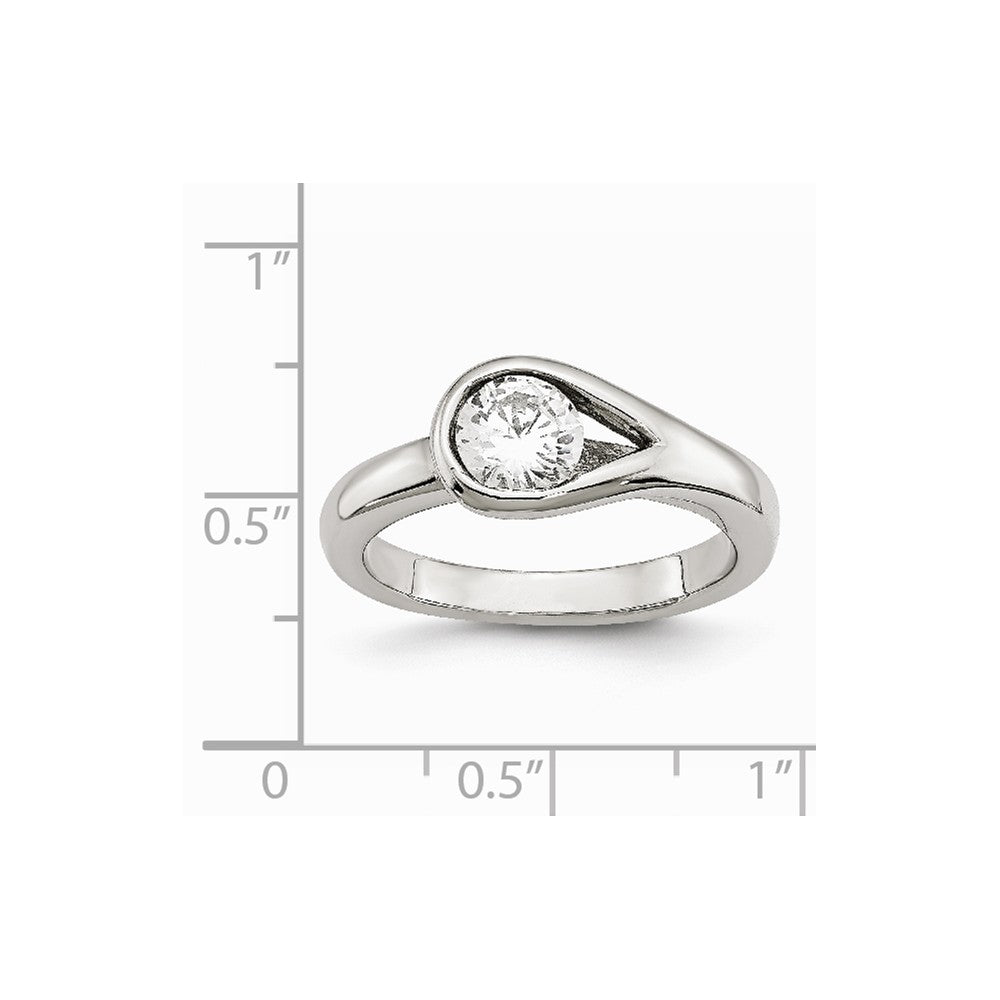 Stainless Steel Polished CZ Ring