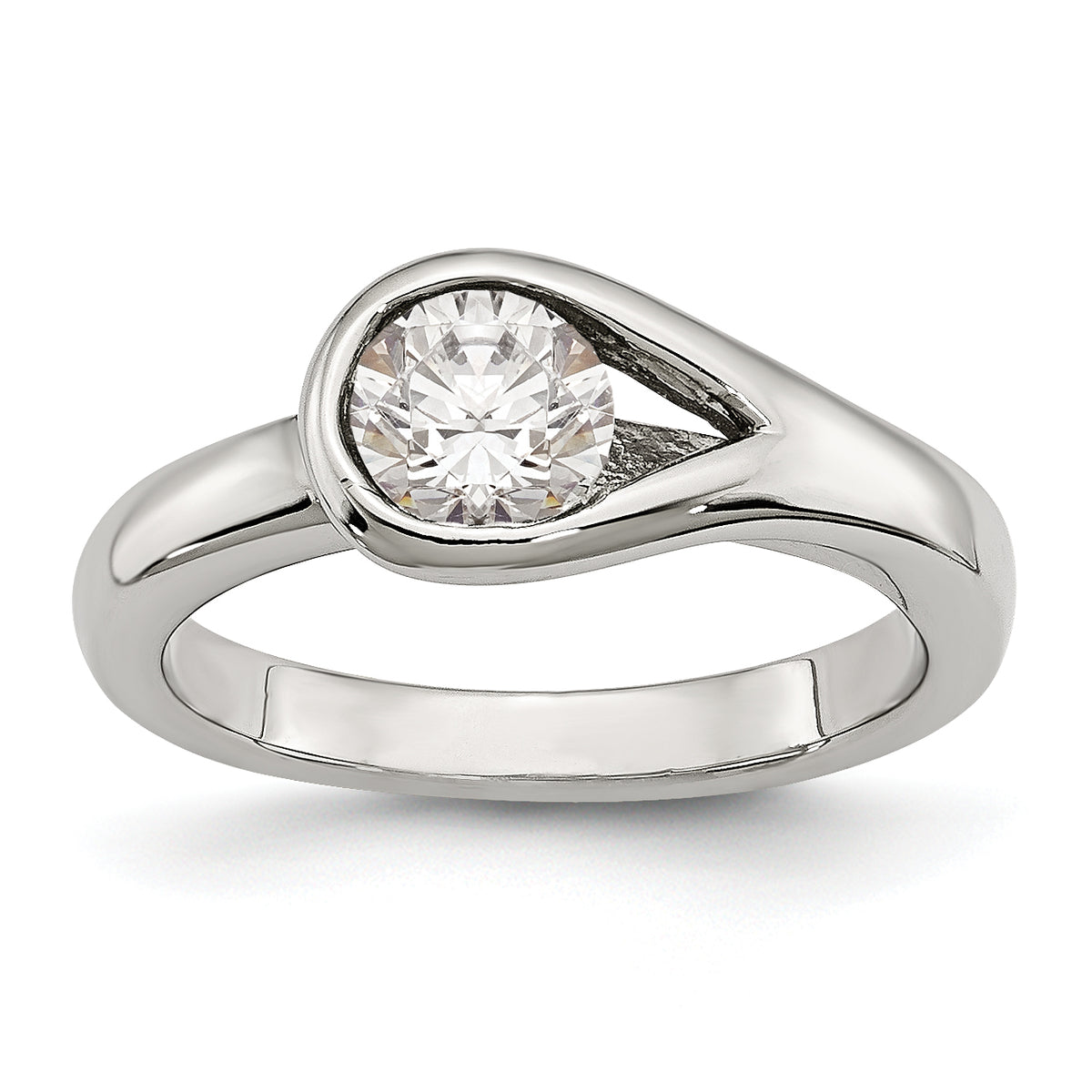 Stainless Steel Polished CZ Ring