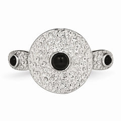 Stainless Steel Polished and Textured Black Onyx Ring