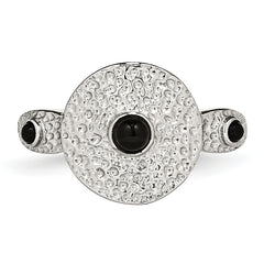 Stainless Steel Polished and Textured Black Onyx Ring