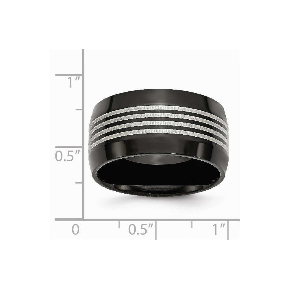 Stainless Steel Polished Black IP-plated 12.00mm Band