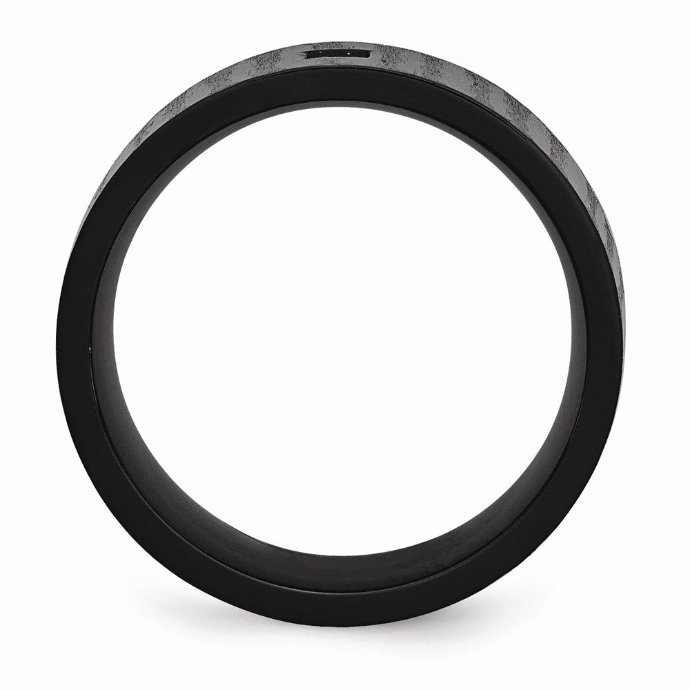 Stainless Steel Brushed/Polished Black IP-plated w/CZ Ring