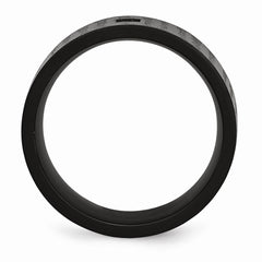 Stainless Steel Brushed/Polished Black IP-plated w/CZ Ring