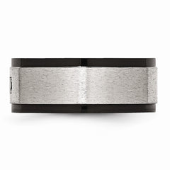 Stainless Steel Brushed/Polished Black IP-plated w/Black CZ Ring