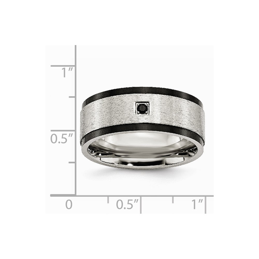 Stainless Steel Brushed/Polished Black IP-plated w/Black CZ Ring