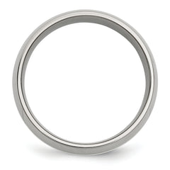 Stainless Steel with Sterling Silver Inlay Polished 8mm Band