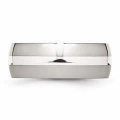 Stainless Steel Sterling Silver Inlay 8mm Polished Band