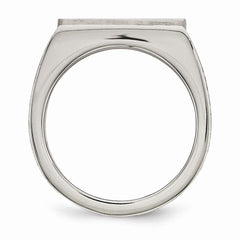 Stainless Steel Brushed and Polished w/CZ Ring