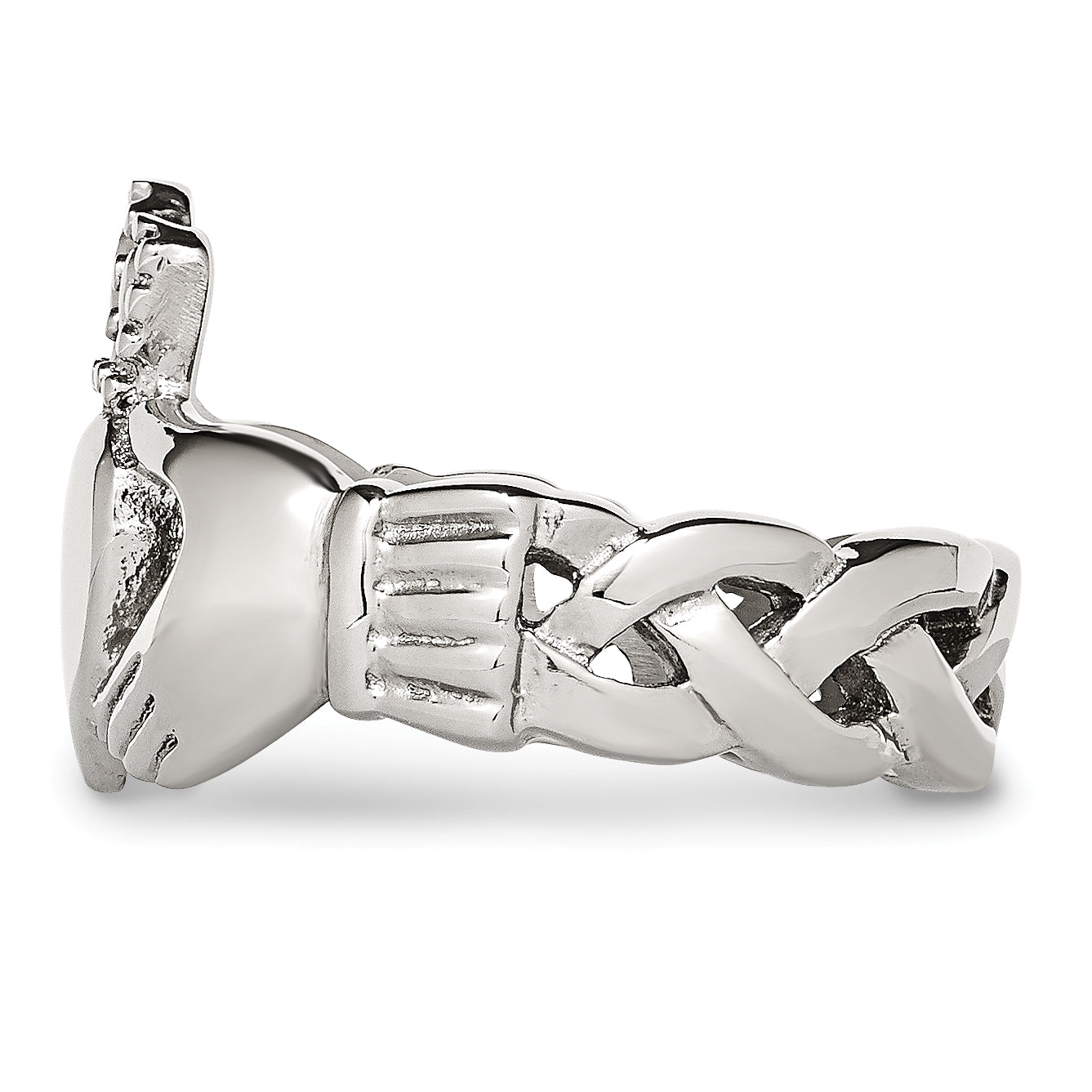 Stainless Steel Polished Braided Claddagh Ring