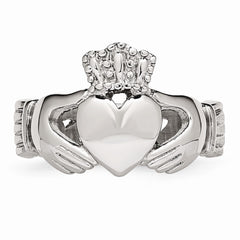 Stainless Steel Polished Braided Claddagh Ring