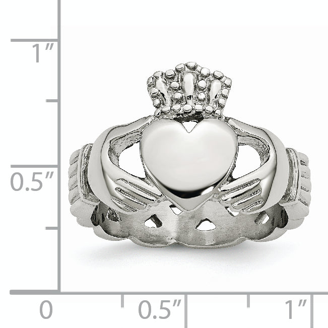 Stainless Steel Polished Braided Claddagh Ring