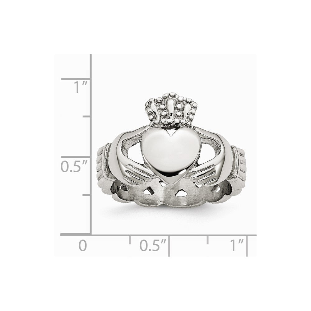 Stainless Steel Polished Braided Claddagh Ring