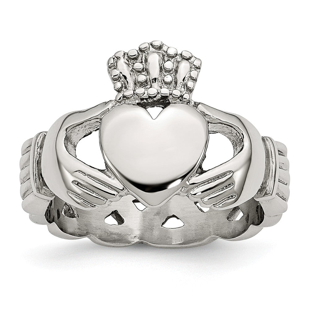 Stainless Steel Polished Braided Claddagh Ring