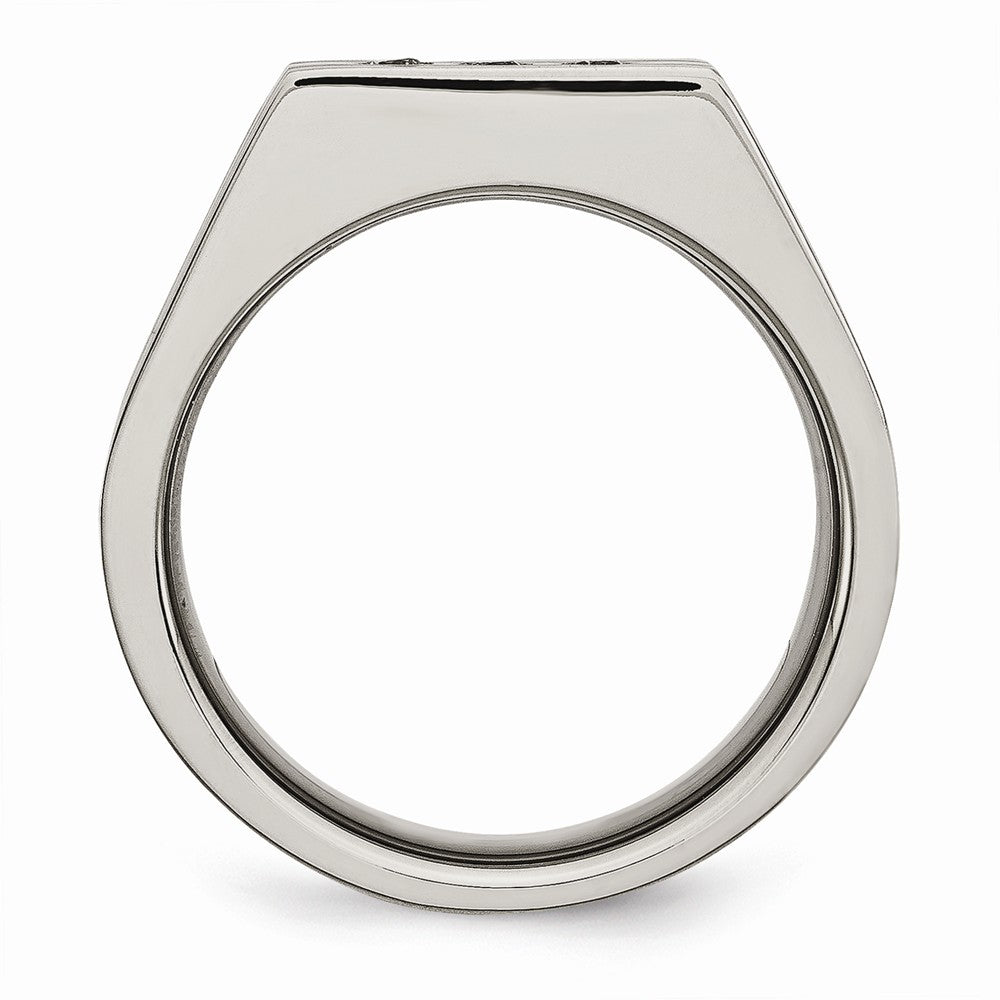 Stainless Steel Brushed Black IP-plated CZs Ring