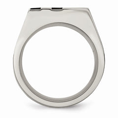 Stainless Steel Brushed Black IP-plated CZ Ring