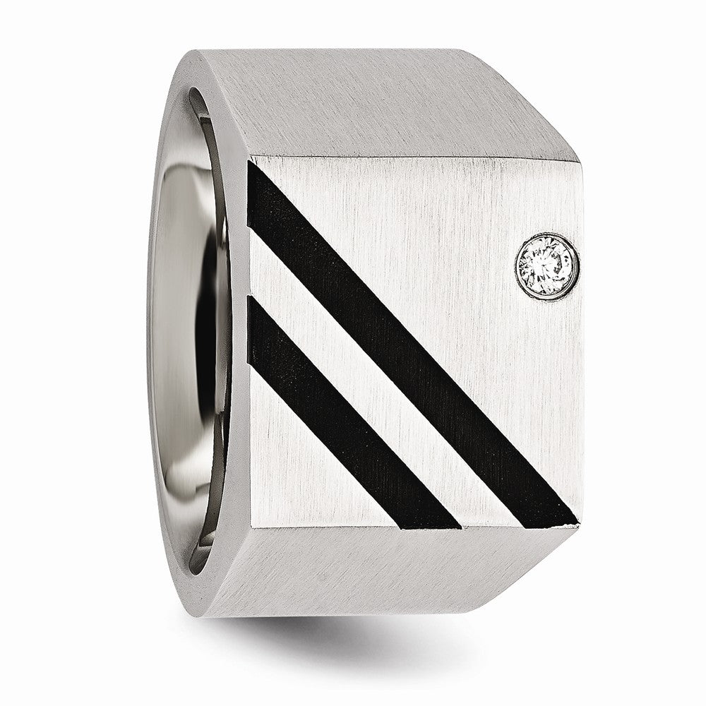 Stainless Steel Brushed Black IP-plated CZ Ring