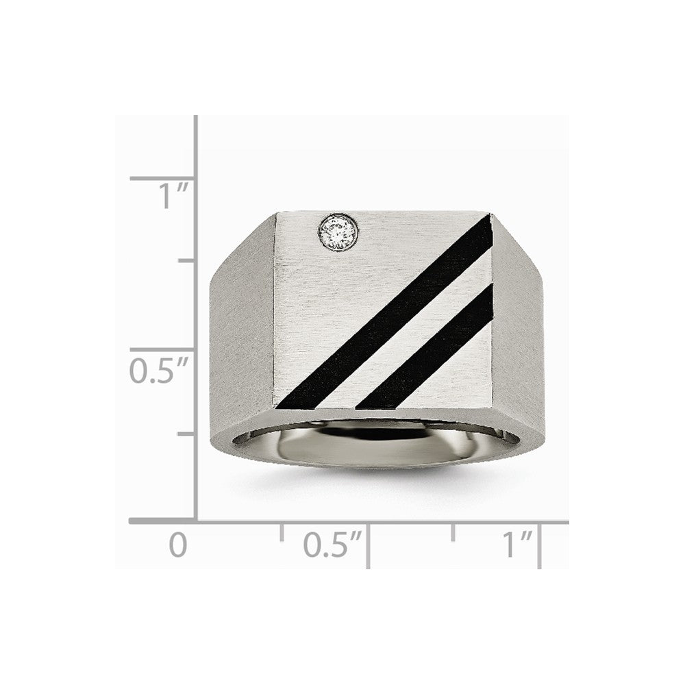 Stainless Steel Brushed Black IP-plated CZ Ring