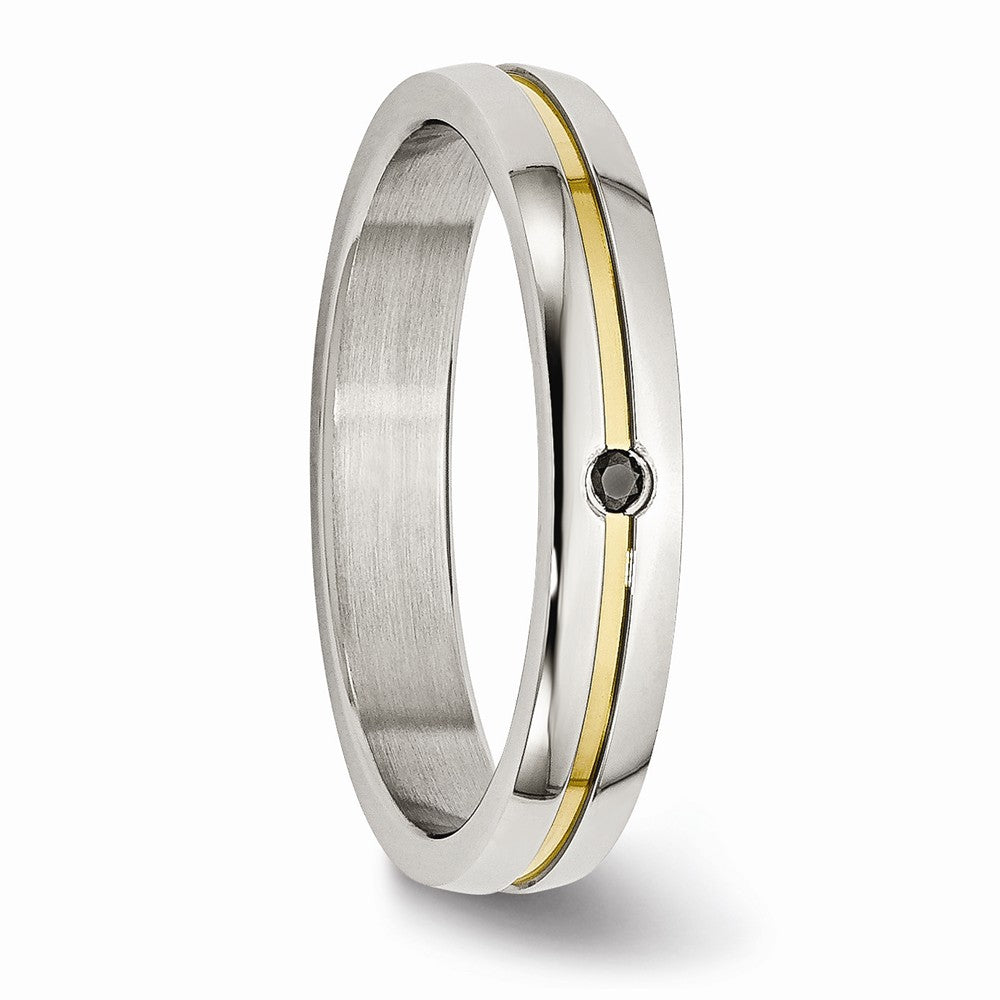 Sophia Jewelers Stainless Steel Yellow-Gold Diamond Wedding Band Elegant Design