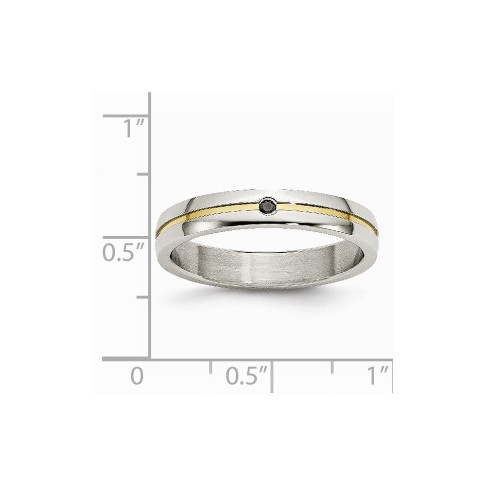 Stainless Steel Polished Yellow IP-plated .025pt. Diamond 4mm Band